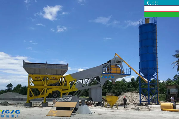 Two sets of YHZS25 mobile concrete mixing plants exported to Uzbekistan